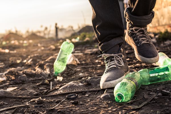 The world-famous Timberland shoe company emphasized plastic recycling in its latest advertisements.