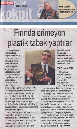 Hurriyet newspaper reported that SEM plastik's 200-degree non-melting and reusable plate.
