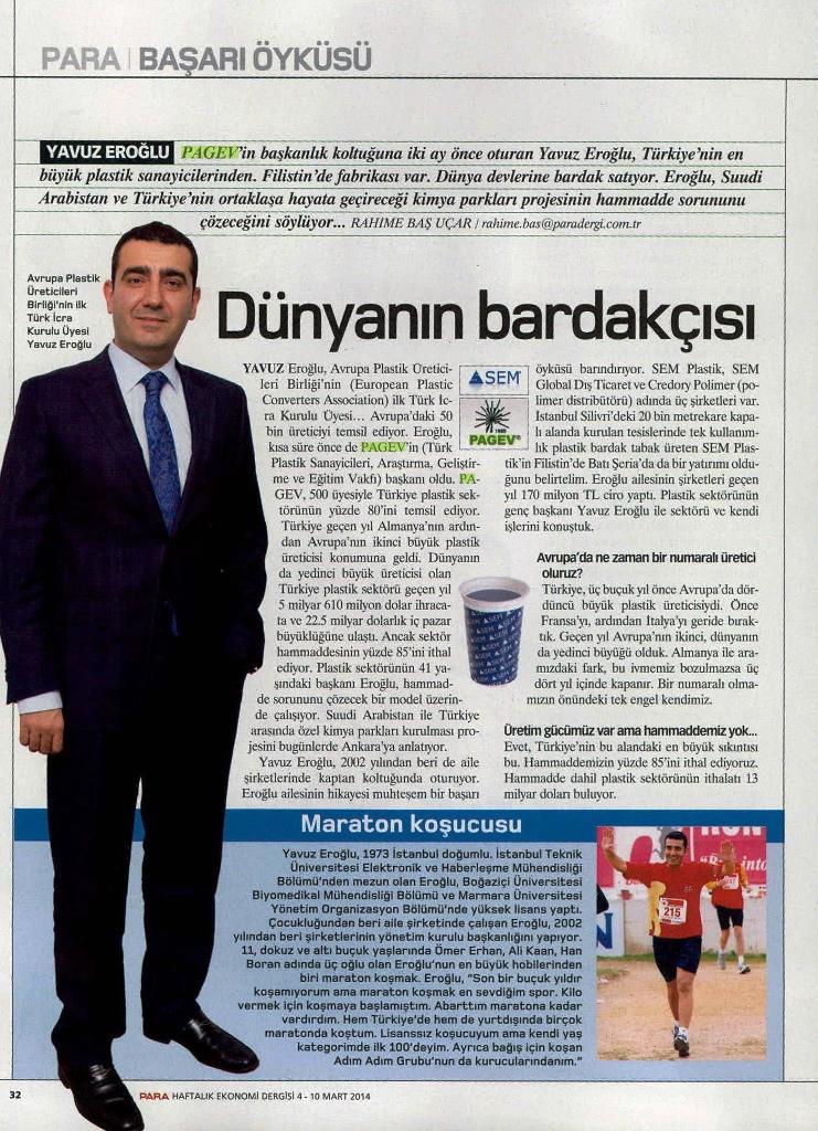 Money Magazine 488. Number Of SEC.Rahime baş Uçar ' the world's cup of news on the work of our General Manager Yavuz Eroğlu'nun answers