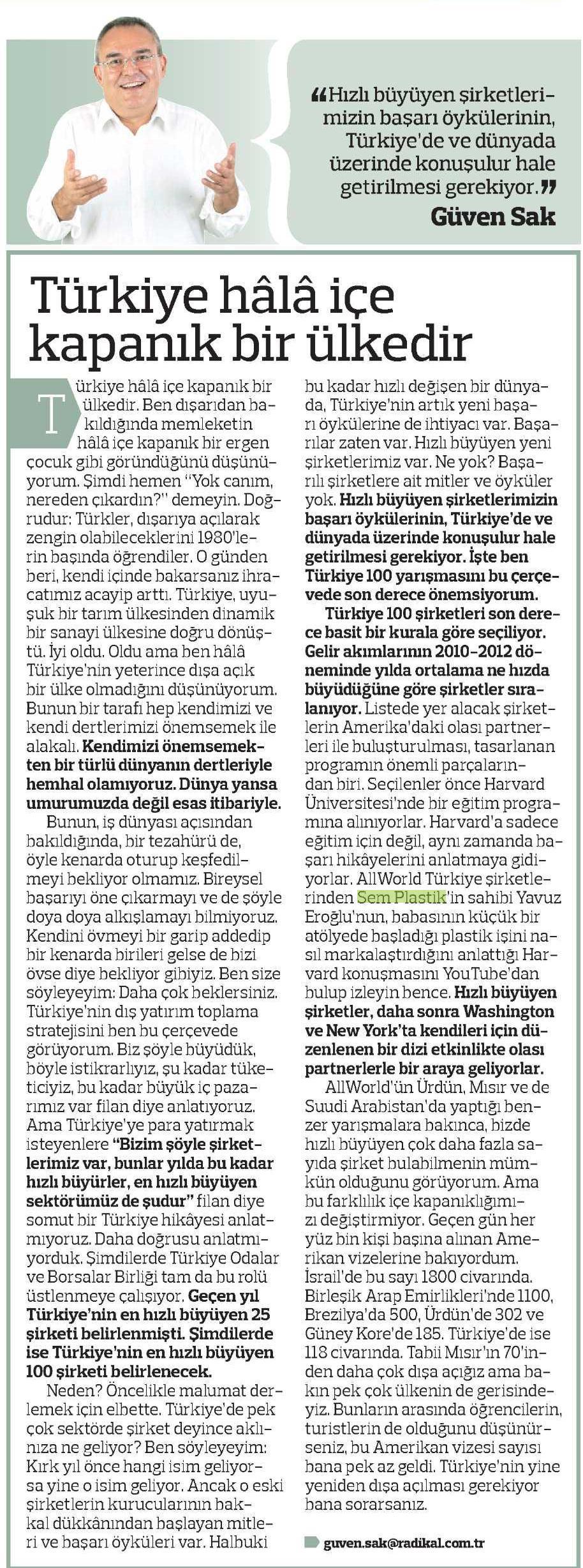 SEM plastic General Manager Yavuz Eroğlu's speech at Harvard University showed examples of entrepreneurs in Turkey.
